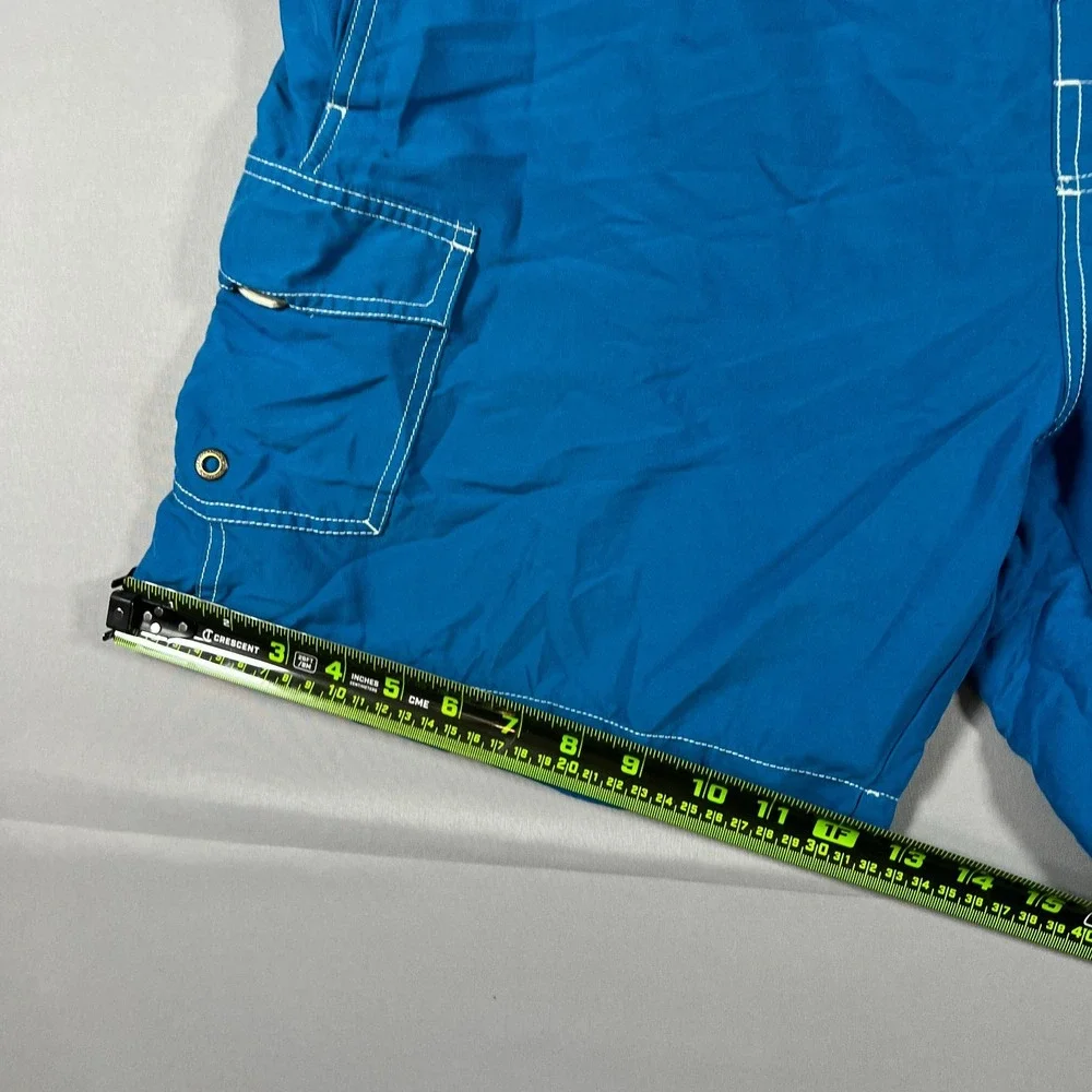 Caribbean Joe Swim Trunks Shorts Mens XL Blue Mesh Drawstring Waist Surfing